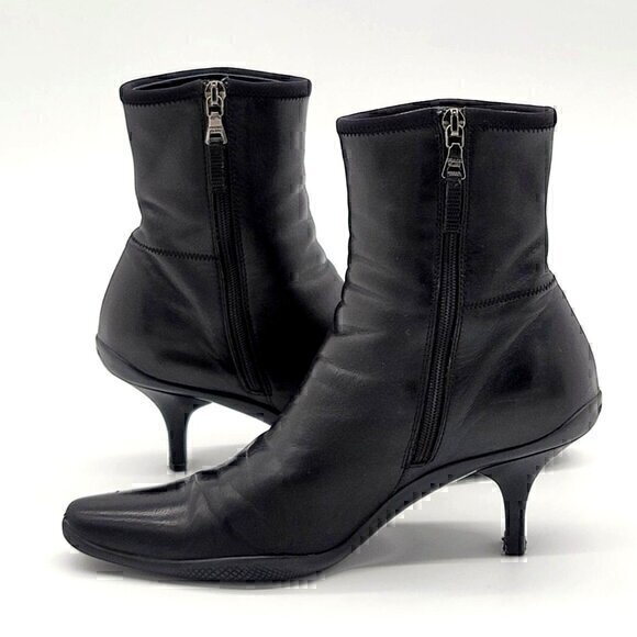 Prada Leather Boots Booties Black 5 - Picture 6 of 12
